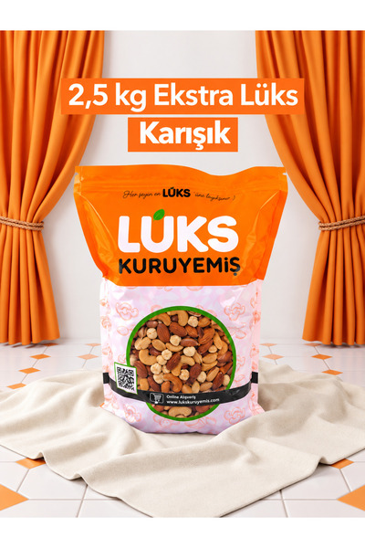 lüks kuruyemiş Karışık Kuruyemiş Paketi 2,5 Kg Badem Kaju Antep Fıstığı Fındık