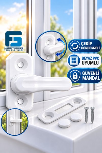 FG ROBOTİC Baby Child Pimapen Pvc Door Window Safety Protection Lock Latch Glass Lock White (5 Pcs)