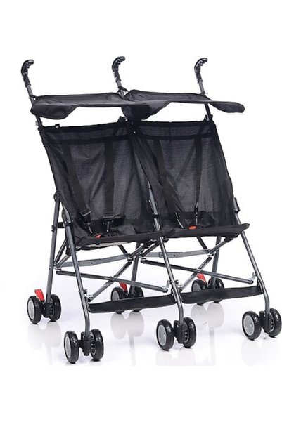 ALDEBA 3030 İkiz Pratik Baston Bebek Arabası Siyah