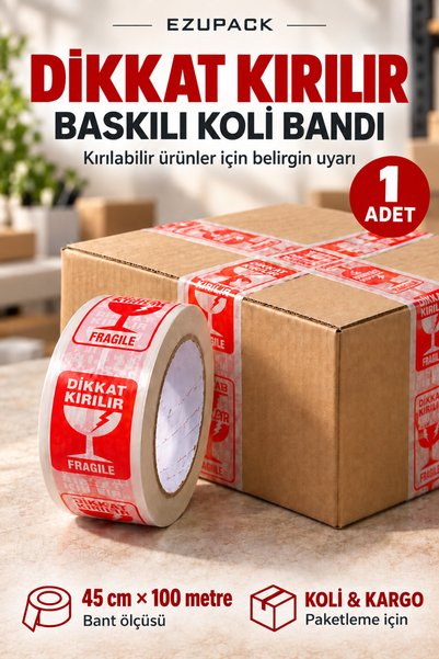 ASTOR AMBALAJ Dikkat Kırılır Bandı Kırılır Etiketli Bant 45mm X 100m Koli Ban...