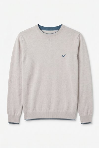 SMILE Gands Ice Gray 100% Cotton Crew Neck Knitwear