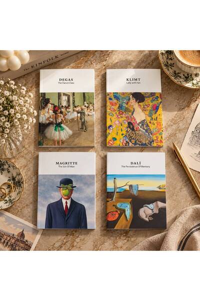 YLDZ Art History Series 4-Piece Notebook Set - Degas, Klimt, Magritte, Dali Unlined Notebook with Painting Covers
