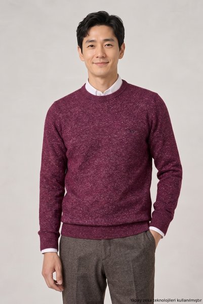 SMILE Fanne Burgundy Cotton Crew Neck Knitwear