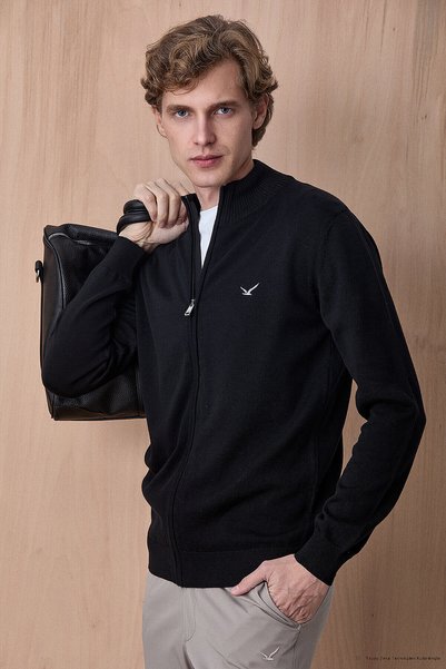 SMILE Hervik Black 100% Cotton Knitted Cardigan