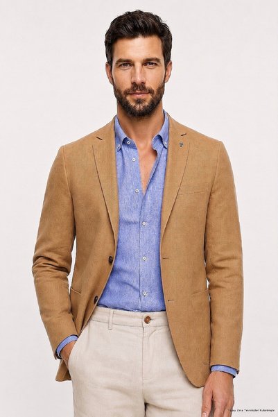 SMILE Lincoln Bej %100 Keten Ceket