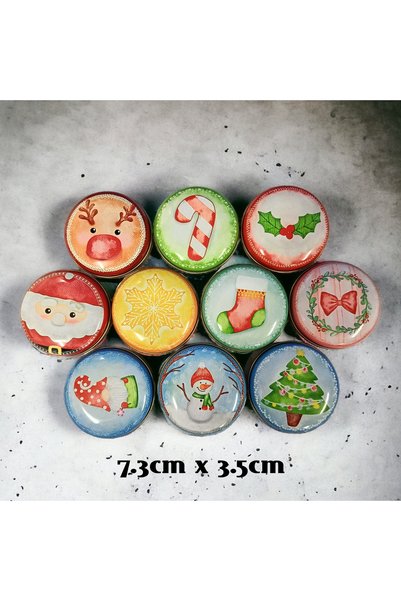 ayyagift New Year Patterned Metal Box - New Year Christmas Gift and Jewelry - Candle Box 10 Pieces