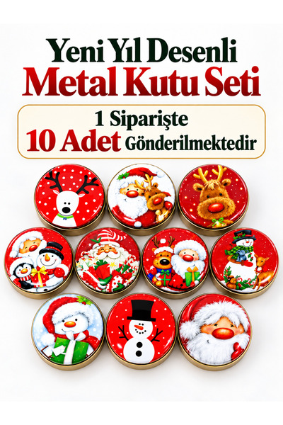 ayyagift New Year Patterned Metal Box - New Year Christmas Gift and Candle Box 10 Pieces