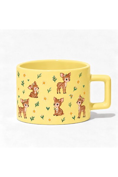 Mugtory Bambi ve Papatyalar Desenli Hediyelik Seramik Kupa – 200 ml