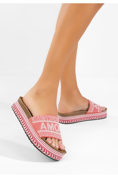 B T Shoes Papuci cu platformă Alezia roz