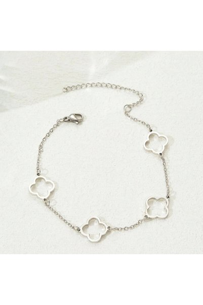 Choice Silvery 1pc Lucky Luxury Fashion Flower Decor Bracelet For Women For D...