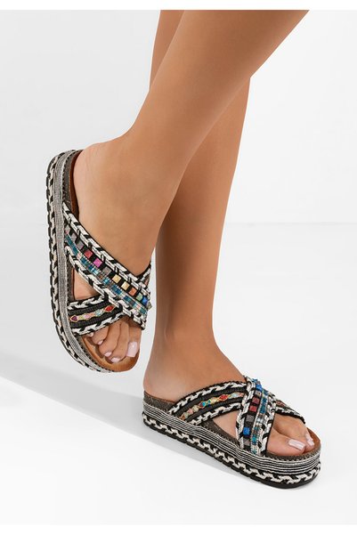 B T Shoes Papuci fara toc Maryanne multicolori