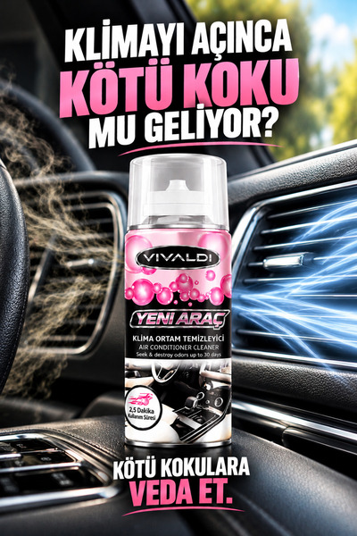 Vivaldi Car Araç Oto Araba Klima Koku Bombası Tazeleme Spreyi Yeni Araç Kokulu
