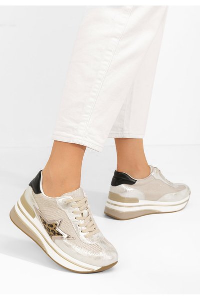 B T Shoes Sneakers cu platforma Valorys aurii