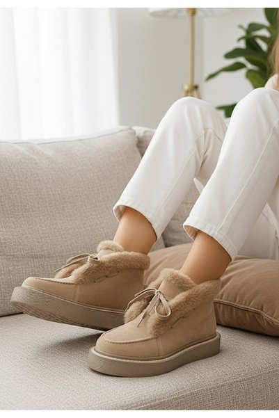 B T Shoes Ghete imblanite dama Hazey bej