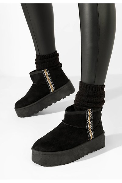 B T Shoes Ghete imblanite dama Liley negre