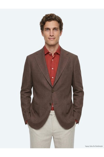 Kip Brown Modern Fit 100% Linen Jacket