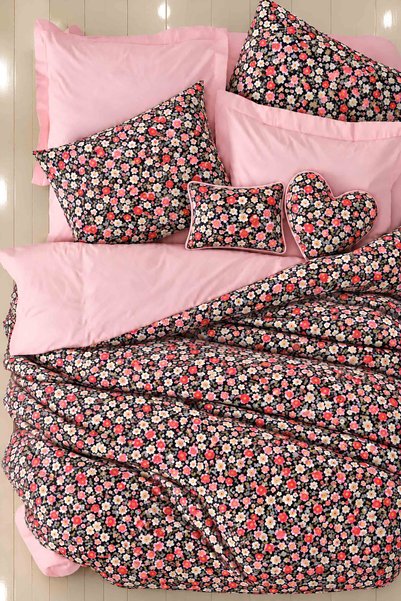 İQON Fitted Sheet Bedding Set Double Size Violet Salmon