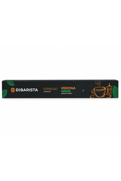 DI BARISTA Verona Espresso Capsules | Ethiopian Arabica Coffee Pods | Nespresso Compatible | Medium Roast UAE - Sleeve 10 Caps
