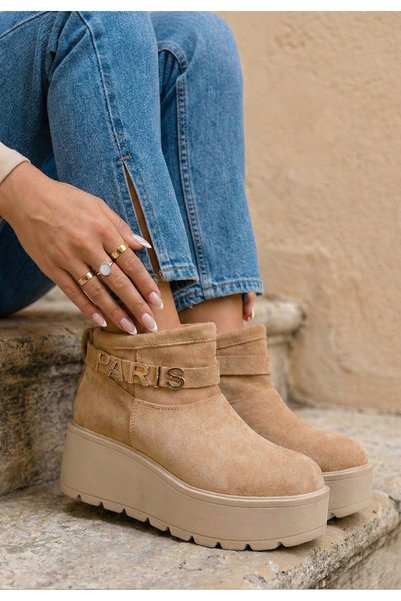 B T Shoes Ghete cu platformă Alrima kaki