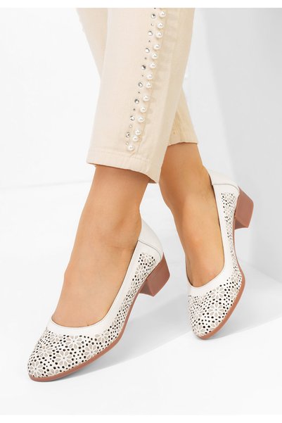 B T Shoes Pantofi cu toc mic Admire albi