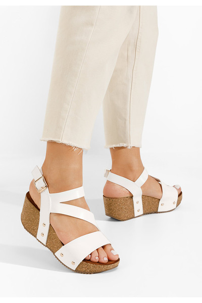 B T Shoes Sandale cu platformă Thalia albe