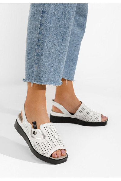 B T Shoes Sandale cu platforma Tonara B albe