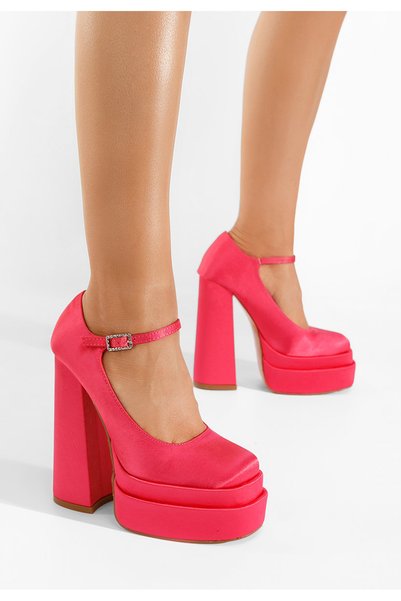 B T Shoes Pantofi cu toc gros si platforma Bia fucsia