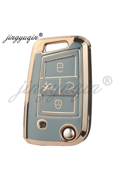 choice2 غطاء مفتاح سيارة من مادة TPU بأربعة أزرار من GRAY Jingyuqin لسيارات ف...