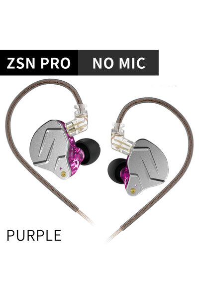 Choice6 Purple no mic KZ ZSN PRO Earphones 1DD+1BA Hybrid Drive HIFI Bass Ear...
