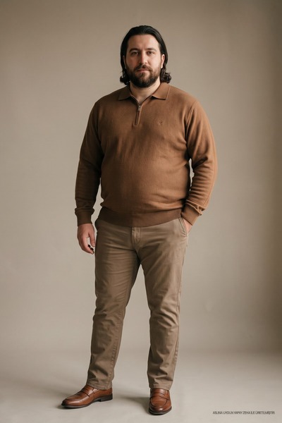 Maccali Swea maro cu fermoar pentru bărbați, mărime mare, Trend tricou