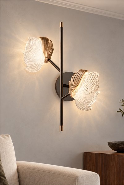 Apliqa Taran Black Gold 2 Piece 10 Watt Flower Patterned Modern Led Sconce
