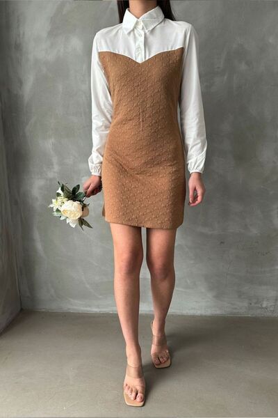 VERYMODA Rochie din poplin, cu mâneci și croială peste piept, până la genunch...