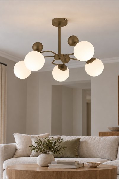Apliqa Florit 5'li Eskitme Beyaz Camlı Modern Mutfak Yatak Odası Salon Avize