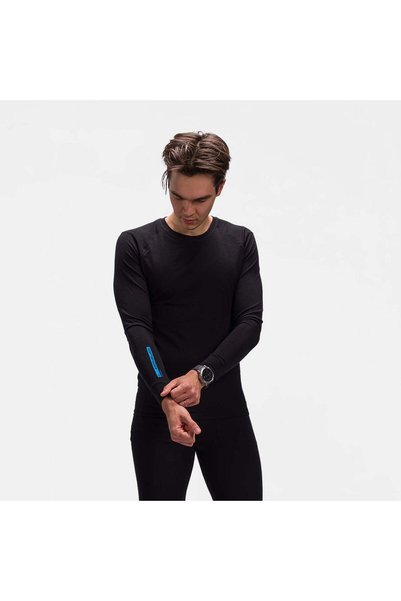 NORTHFINDER ED – tricou din lână merino de schi pentru bărbați, Negru