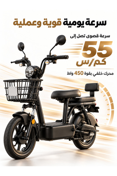 Camel دراجة كهربائية مدينية بمقعدين، محرك 450 واط، بطارية 48 فولت 12 أمبير، مدى 50-60 كم، حمولة قصوى 150 كجم، طراز ITQ-4 Pro