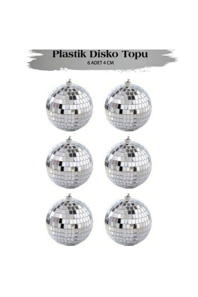 partidolu Plastik Kristal Disko Topu Şeklinde 4 cm Gümüş Renk Yılbaşı Ağacı S...