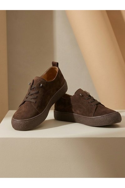 Deripabuc Genuine Leather Brown Suede Women's Leather Sneaker Dp87-0185