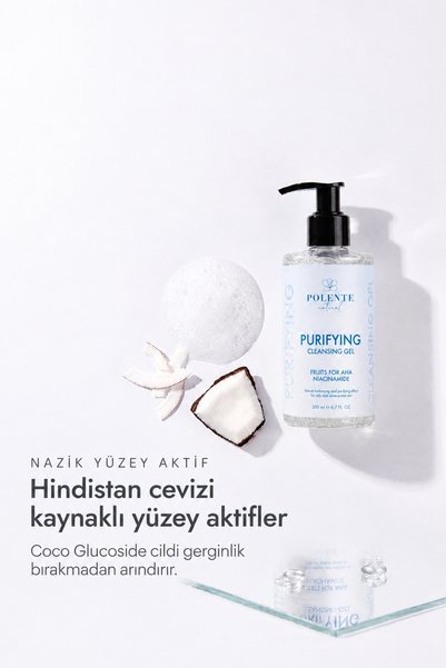 Polente Natural جل منظف ومنقي للبشرة - جل غسول منقي للوجه، للبشرة الدهنية والمعرضة لحب الشباب (200 مل)