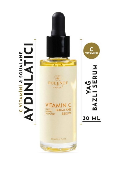 Polente Natural C Vitamin & Squalane Serum - Aydınlatıcı Leke Serumu, C Vitamini Kompleksi (30 ml)