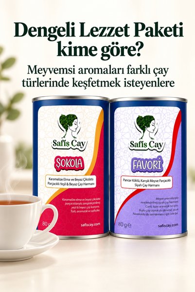 Safiş Çay Dengeli Lezzet Paketi Şokola ve Favori Meyvemsi Dökme Çay Seti 2 x 80 g