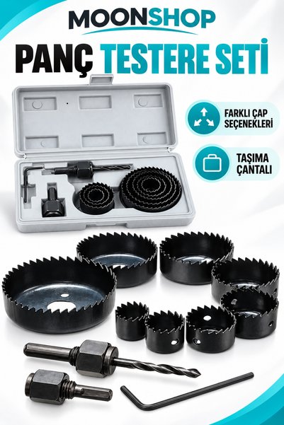 MOONSHOP 11 Parça  Profesyonel  Panç Seti Kartonpiyer Sunta Alçıpan Delici Te...