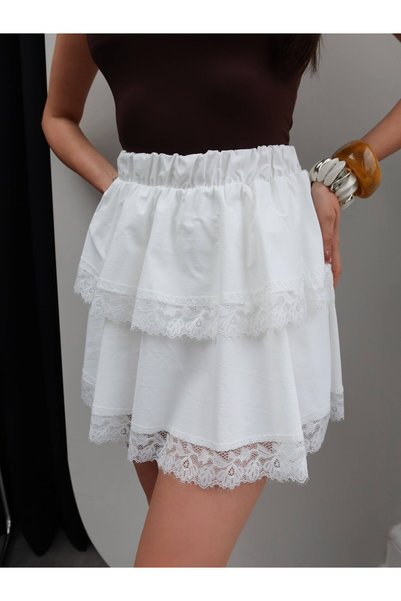 ESRAHELVACI Lace Detailed Layered Mini Skirt