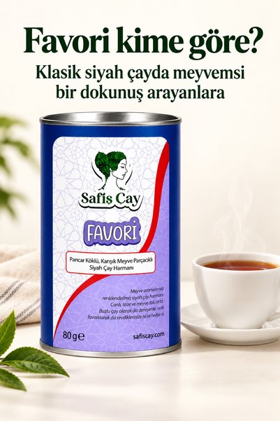 Safiş Çay Favori Pancar Köklü Karışık Meyve Parçacıklı Siyah Çay Harmanı 80 g