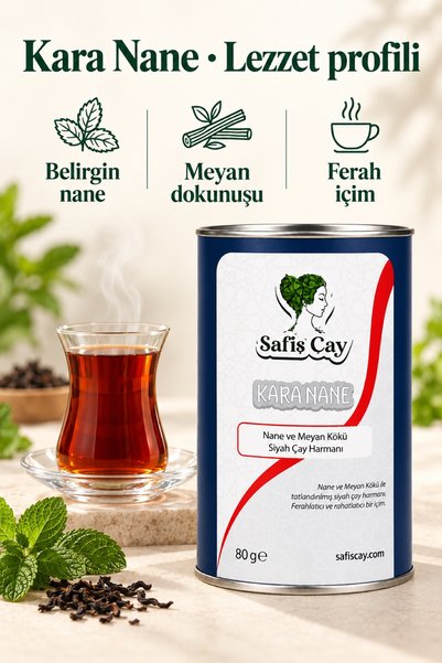 Safiş Çay Kara Nane Nane ve Meyan Köklü Siyah Çay Harmanı 80 g