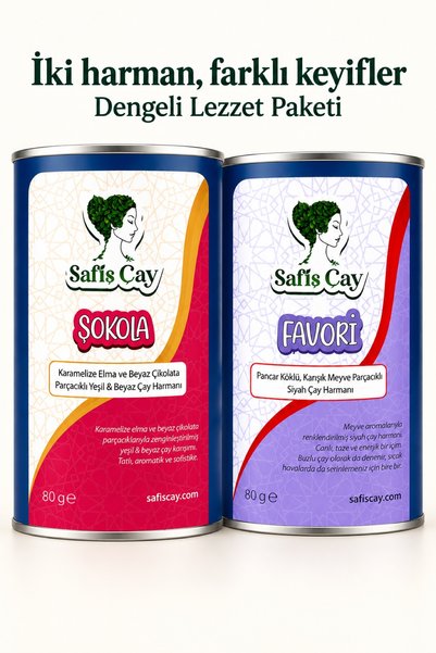 Safiş Çay Dengeli Lezzet Paketi Şokola ve Favori Meyvemsi Dökme Çay Seti 2 x 80 g