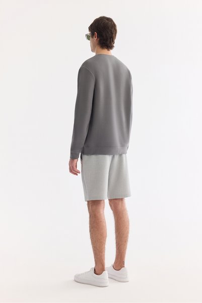 Avva Men's Anthracite Crew Neck Cotton Easy-Iron Bi-Stretch Regular Fit Sweatshirt A61Y1205