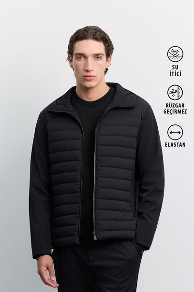 Avva Men's Black Duck down Hooded Collar Water Repellent Comfort Fit Coat A62...