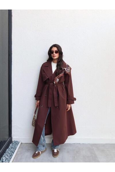 ESRAHELVACI Double-Breasted Collar Belted Long Trench
