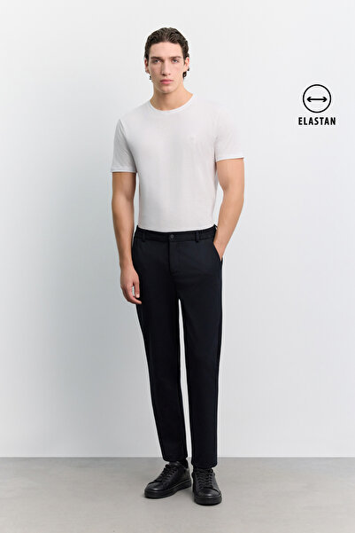 Avva Pantaloni slim fit pentru bărbați, albastru marin, cu elastic pe lateral...