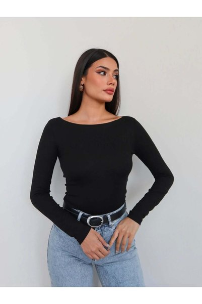 ESRAHELVACI Kayık Yaka Dar Kesim Bluz